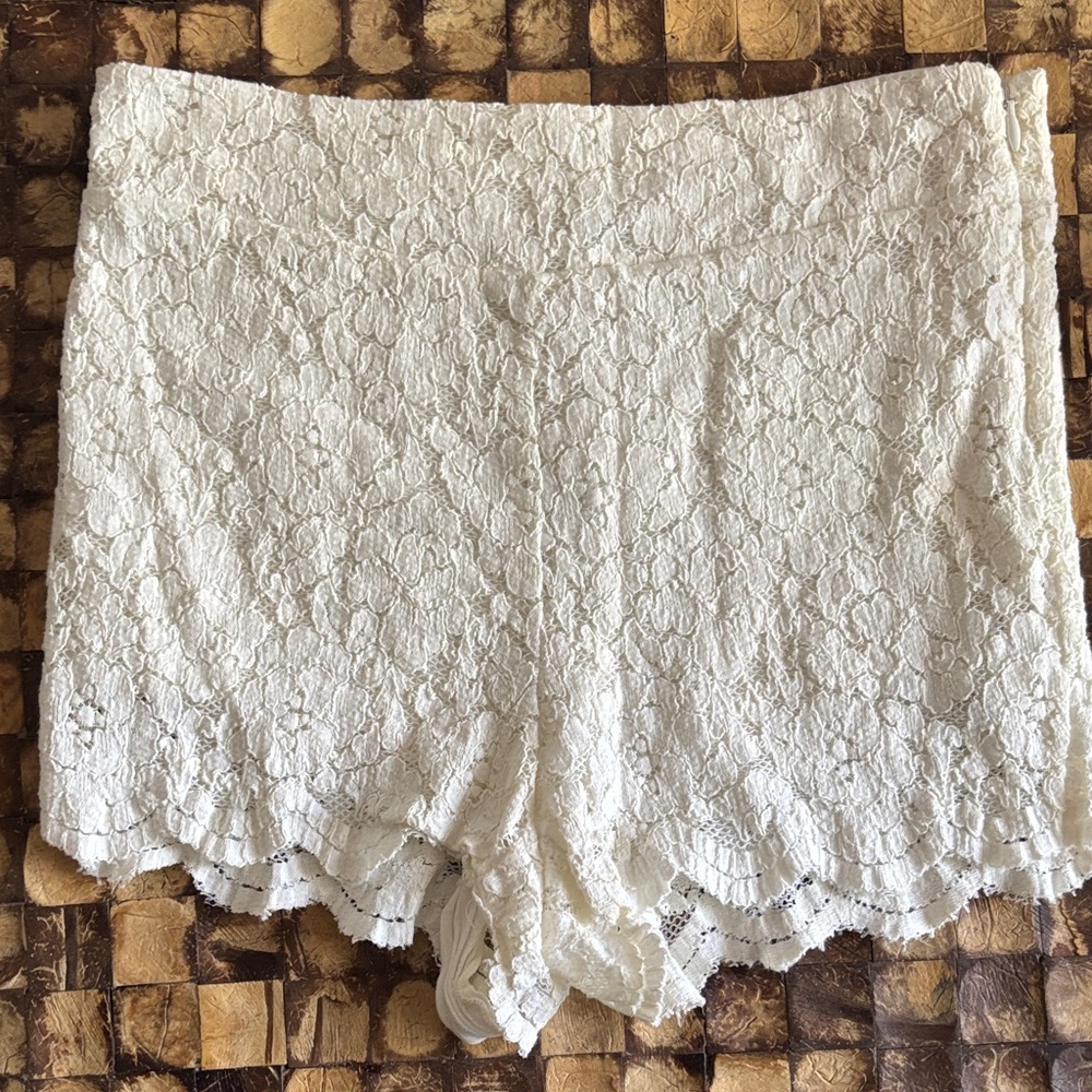 Free People Cream Lace High Waist Shorts